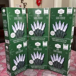 Holiday Time "Set of 6" 50-Count Cool White LED Mini Christmas String Lights